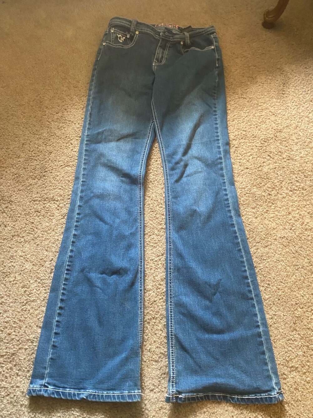 Cowgirl Hardware Bootcut Jeans Size 16 Blue Embroidered Y2K